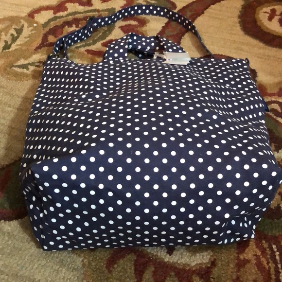BAGGU Duck Tote Shoulder Crossbody Handle Tote PolkaDot Blue White Classic NEW - Picture 14 of 16